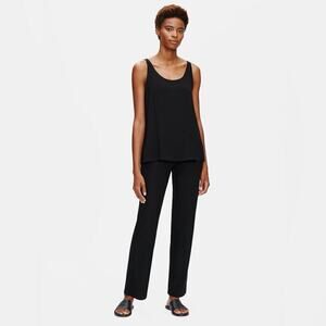 Eileen Fisher System Stretch Crepe Straight Pant in Black Size Small Petite.